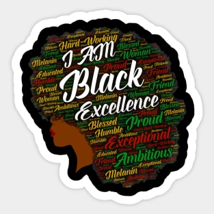 I Am Black Excellence Afro With Words Sticker